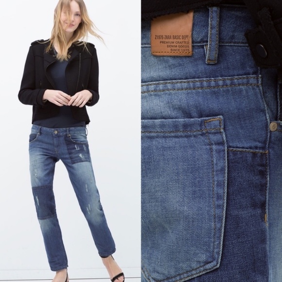 Zara Contrast Pocket Patch BF Distressed Heritage - Picture 2 of 7